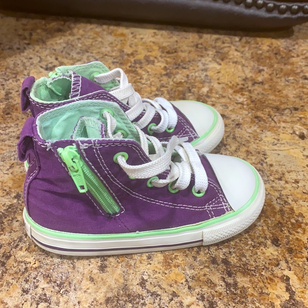 Purple and green toddler converse size 8